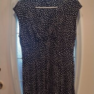 Chaps Black and White Polka Dot Midi Dress